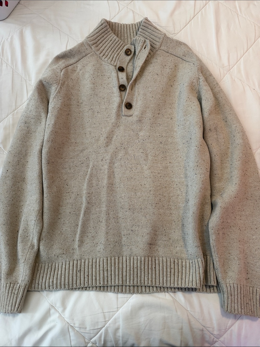 Goodfellow & Co Beige Speckled Zip-Neck Sweater